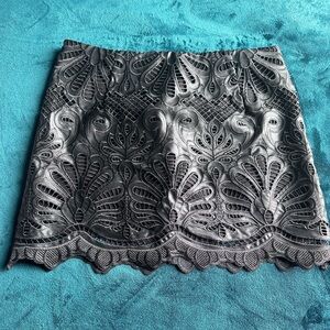 H&M Black Lace Mini Skirt pleather